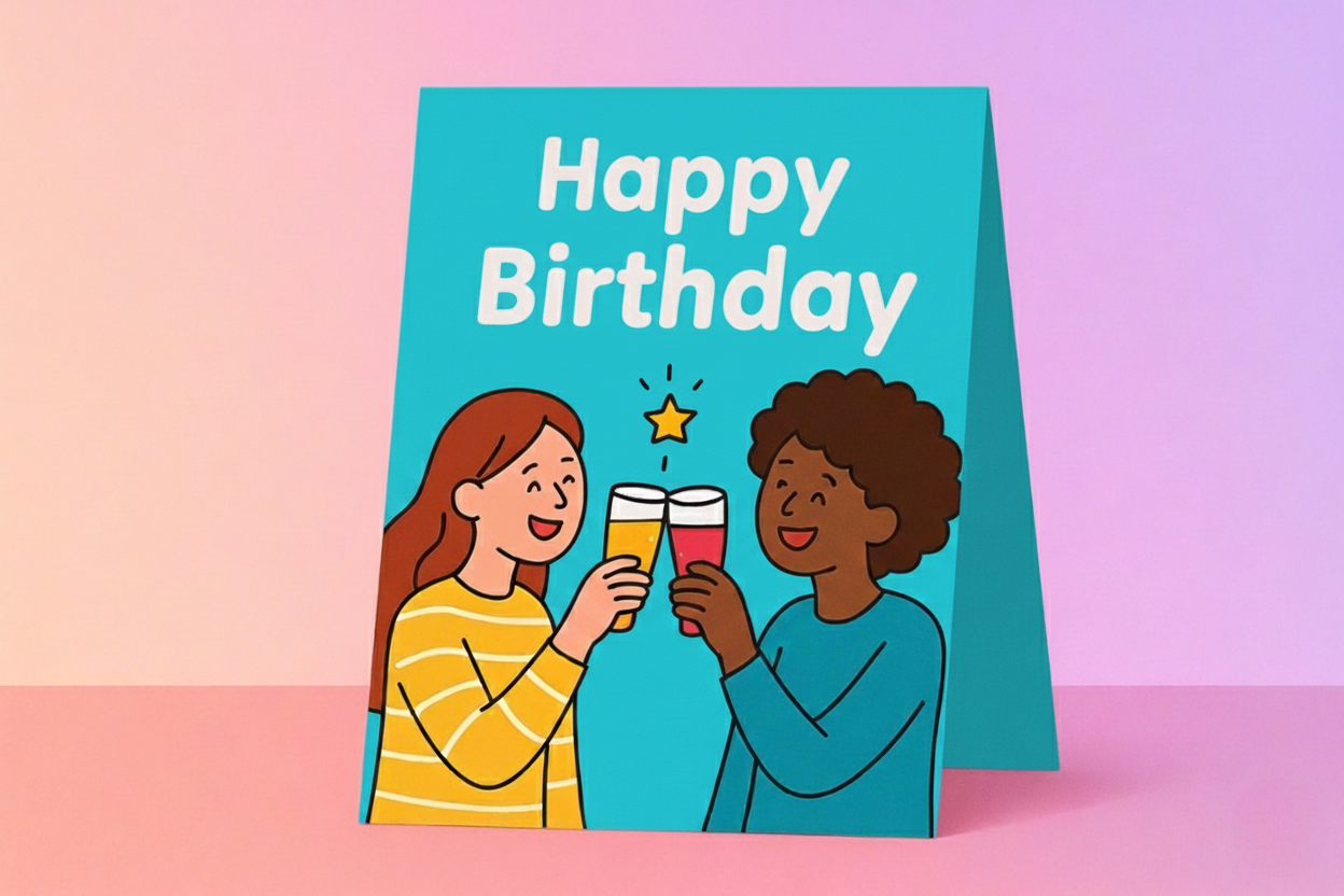 Birthday Greeting Cards for Friends - Personalized Templates by Pinselix