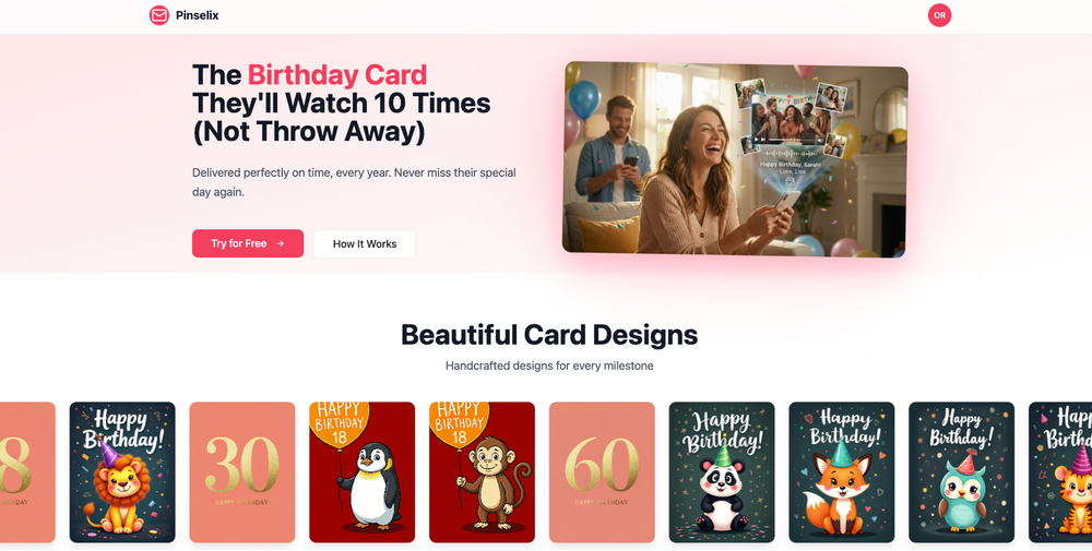 Pinselix - Create digital birthday cards with voice, video, and group signing